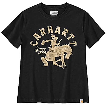 Womens' Black Irvine Horse Short Sleeve Shirt