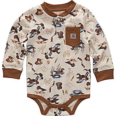 Infant Boys' Turtledove Duck Hunting Long Sleeve Henley Bodysuit