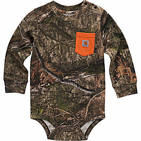 Infant Boys' Mossy Oak Camo Pocket Long Sleeve Bodysuit