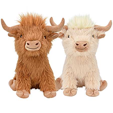 14 in Highland Cow Plush Dog Toy - Assorted
