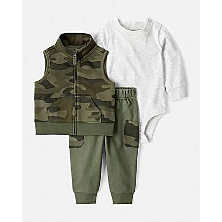 Infant Boys' Camo Fleece Vest - 3 Pc
