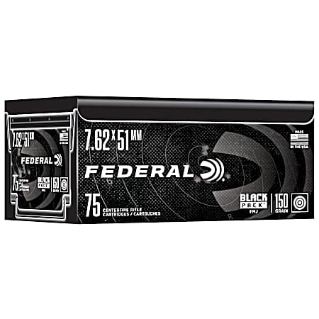 Black Pack Rifle, 7.62x51mm NATO, 150 Grain, Full Metal Jacket, 2790 fps - 75 rds