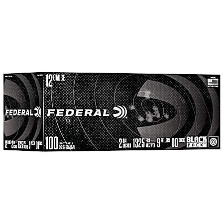 Black Pack Shotshell, 12 Gauge, 2 3/4-inch, 9 Pellet, 00 Buckshot - 100 rds