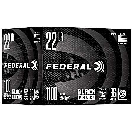 Black Pack Rimfire, 22 Long Rifle, 36 Grain, Copper Plated Hollow Point, 1260 fps - 1100 rds