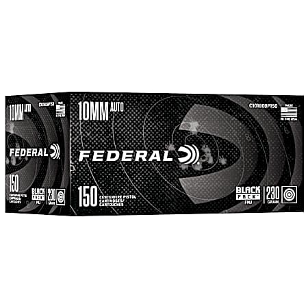 Black Pack Handgun, 10mm Auto, 180 Grain, Full Metal Jacket, 1200 fps - 150 rds