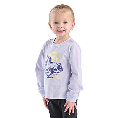 Toddler Girls' Mica Run Wild Horse Long Sleeve Shirt