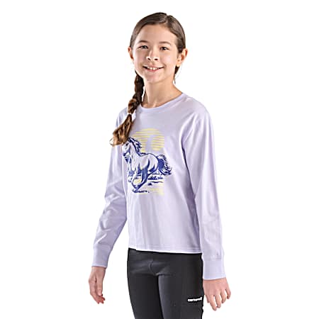 Little Girls' Mica Run Wild Horse Long Sleeve Shirt