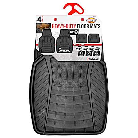 4 pc Heavy-Duty Universal All-Weather Black Floor Mats