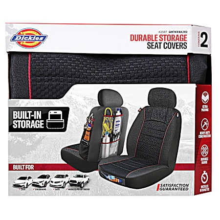 2 pc Gunther Storage Seat Covers - Black/Red