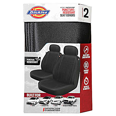 2 pc Puncture-Resistant Front Seat Covers - Black