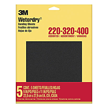 Wetordry™ Sanding Sheets Assorted Grit - 5 Pk