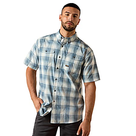 Men's Baleen Blue Made Tough VentTEK DuraStretch Button Down Short Sleeve Shirt