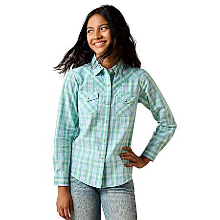 Girls' Holiday Plaid Ashley Button Front Long Sleeve Shirt