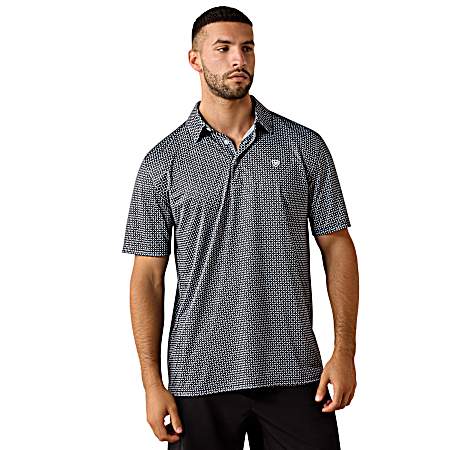 Men's Sky Rocket Pinwheel Geo Print Short Sleeve Polo