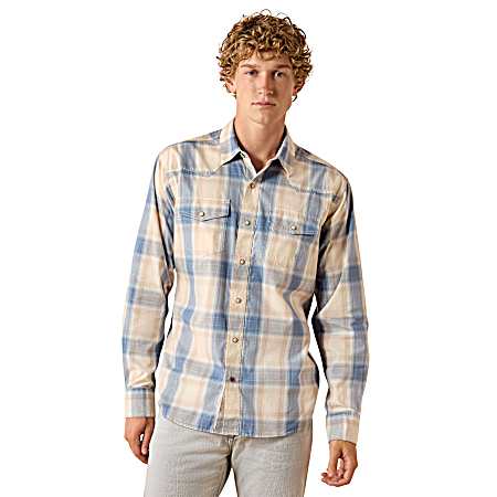 Men's Sandshell Plaid Retro Horace Snap Front Long Sleeve Shirt