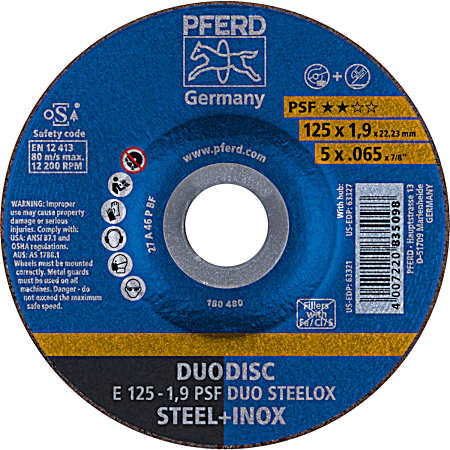 5 in DUODISC Combination Cut & Grind Wheel for Steel or Stainless Steel