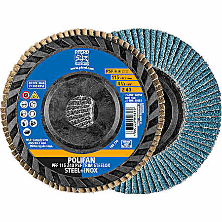 4-1/2 in Zirconia 40 Grit Trimmable POLIFAN Flap Disc