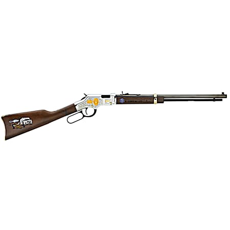 Henry H004EMS Golden Boy EMS Tribute Edition 22 LR, 16 LR/21 Short, 20 Blued 20 Octagon Steel Barrel,  Nickel-Plated Steel Engraved Receiver, American Walnut Stock Engraved, Right Hand