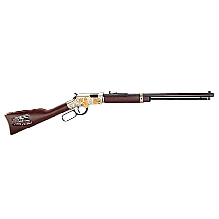 Henry H004FM Golden Boy Firefighter Tribute 22 Short, 22 Long or 22 LR Caliber with 16 LR/21 Short Capacity, 20 Blued Barrel, Nickel-Plated Metal Finish & American Walnut Stock Right Hand (Full Size)