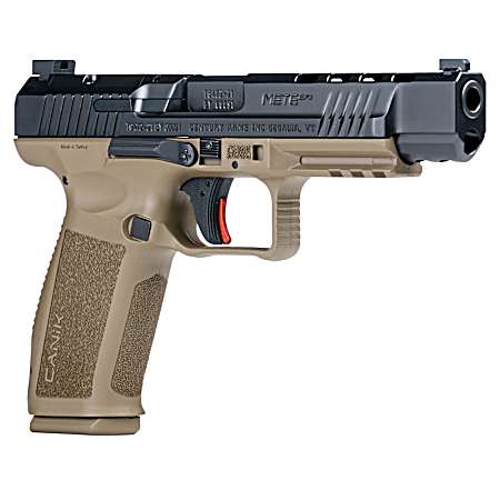 Canik HG5635N Mete SFx Full Size Frame 9mm Luger 20+1/18+1, 5.20 Black Match Grade Barrel Black Nitride Serrated Steel Slide, Flat Dark Earth Polymer Frame w/Picatinny Rail, Ambidextrous