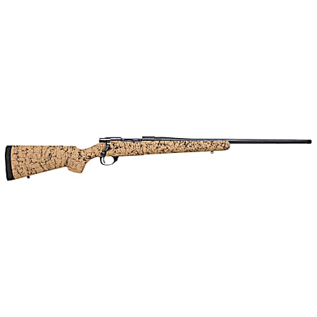 Howa HHS43334 M1500 HS Precision 300 Win Mag 3+1 24 Blued Threaded Barrel/Rec, Tan with Black Webbed HS Precision Stock