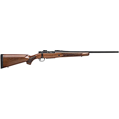 Mossberg 27841 Patriot  Full Size 22-250 Rem 5+1 22 Matte Blued Fluted Barrel, Drilled & Tapped Matte Blued Stainless Steel Receiver, Walnut Fixed Stock, Right Hand