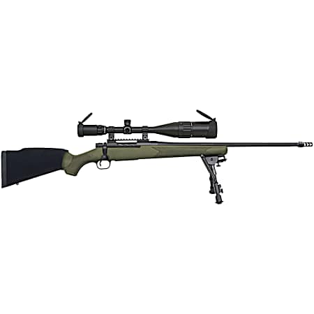 Mossberg 27924 Patriot Night Train 308 Win Caliber with 5+1 Capacity, 22 Threaded/Fluted Barrel, Matte Blued Metal Finish & OD Green Synthetic Stock Right Hand (Full Size) Includes 6-24x50mm Scope