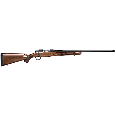 Mossberg 28239 Patriot  Full Size 7mm PRC 3+1 24 Matte Blued Fluted Threaded Barrel, Drilled & Tapped Matte Blued Stainless Steel Receiver, Walnut Fixed Stock