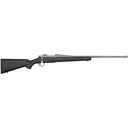 Mossberg 28245 Patriot  Full Size 6.5 PRC 4+1 24 Stainless Cerakote Fluted Threaded Barrel, Drilled & Tapped Stainless Cerakote Receiver, Black Fixed Synthetic Stock