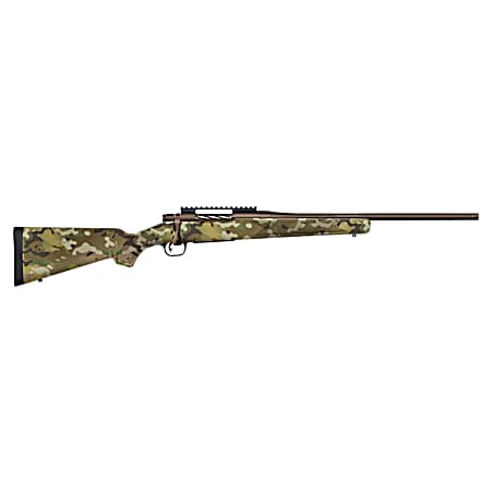 Mossberg 28284 Patriot  Compact 7mm PRC 3+1 20 Patriot Brown Cerakote Threaded Bull Barrel, Patriot Brown Cerakote Steel Receiver w/Picatinny Rail, MultiCam Fixed Synthetic Stock