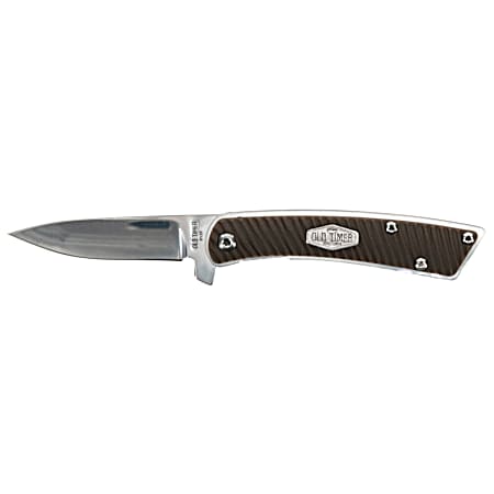 Slim Folding Drop Point Knife - Brown