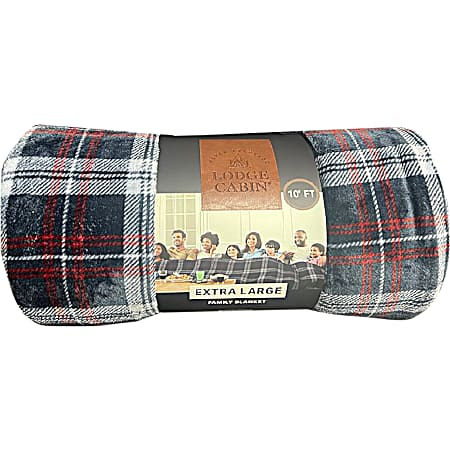 10 Ft Family Blanket - Navy/Red Plaid