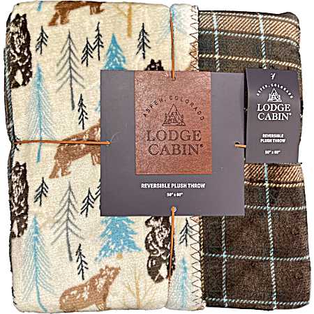 50''X60'' Printed Plush Reversible Throw Blanket - Beary Comfy