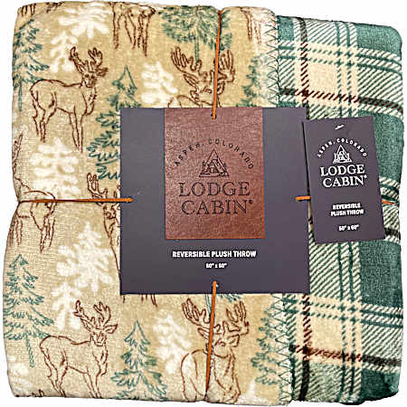 50''X60'' Printed Plush Reversible Throw Blanket - Oh Deer