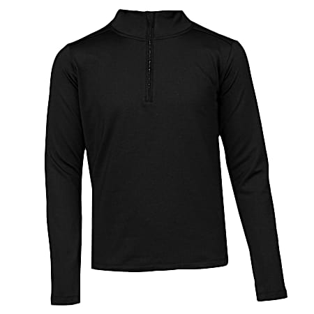 Kids' Black 1/4 Zip Micro Fleece Long Sleeve Shirt
