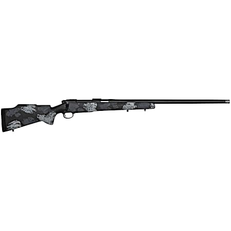 Nosler 45248 M48 Long-Range Carbon 26 Nosler 3+1 26 Carbon Fiber Wrapped Barrel, Sniper Gray Cerakote Metal Finish, Elite Midnight Camo Manners MCS-T Elite Tac Stock