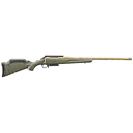 Ruger 46933 American Predator Gen II Full Size 243 Win 3+1 22 Burnt Bronze Cerakote Threaded Barrel, Picatinny Rail Steel Receiver, Green Splatter Adjustable Synthetic Stock