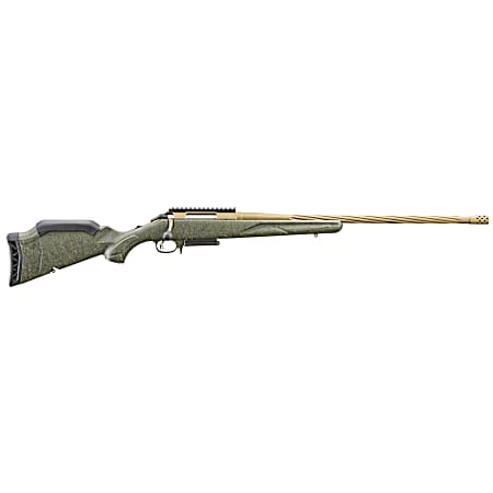 Ruger 46945 American Predator Gen II 300 Win Mag 3+1 22 Burnt Bronze Cerakote Threaded Barrel, Picatinny Rail Steel Receiver, Green Splatter Adjustable Synthetic Stock