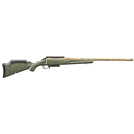 Ruger 46946 American Predator Gen II 6.5 PRC 3+1 22 Burnt Bronze Cerakote Threaded Barrel, Picatinny Rail Steel Receiver, Green Splatter Adjustable Synthetic Stock
