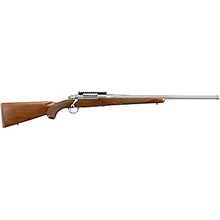 Ruger 57105 Hawkeye Hunter Full Size 6.5 PRC 3+1 22 Satin Stainless Steel Threaded Barrel, Picatinny Rail Steel Receiver, Fixed American Walnut w/Pistol Grip Stock