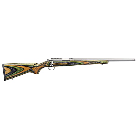 Ruger 7226 77/22  22 Hornet 6+1 18.50 Threaded Barrel, Matte Stainless Steel, Integral Scope Mount On A Solid Steel Receiver, Green Mountain Laminate Stock