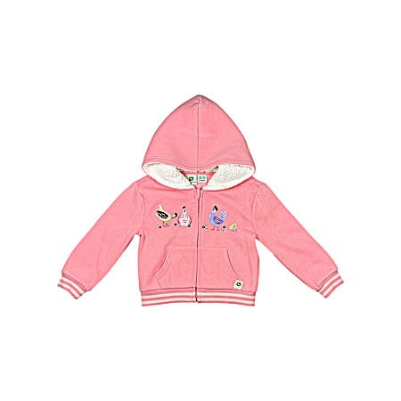 Toddler Girls' Pink Chicken Run Sherpa Hoodie