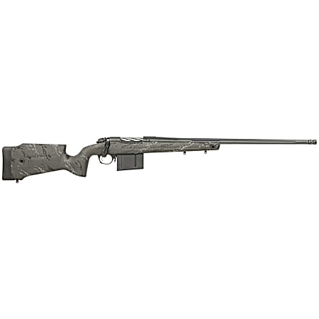 Bergara Rifles B14LM7513 B-14 Crest 7mm PRC 5+1 22 Fluted/Threaded, Sniper Gray Cerakote Barrel/Rec, Monte Carlo Carbon Fiber Stock with Black & Gray Splatter, Omni Muzzle Brake