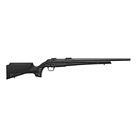 CZ-USA 07422 600+ Alpha 270 Win 5+1 20 Black Nitride Threaded Barrel, Black Nitride Aluminum Receiver w/Weaver Rail, Black Soft Touch Fixed Polymer Stock