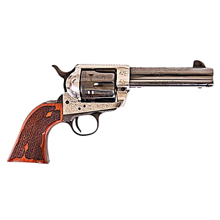 Cimarron PP400LSFW Frontier  357 Mag 6 Shot 4.75 Blued Barrel, Blued Cylinder, Old Silver Engraved Frame, Checkered Walnut Grip