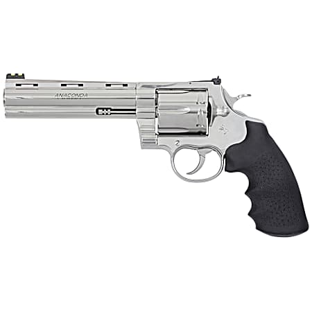 Colt Mfg ANACONDASP6RFT Anaconda Target 44 Mag 6rd 6 Stainless Vent Rib Barrel, Cylinder & Stainless Stainless Steel Frame, Black Rubber Grip