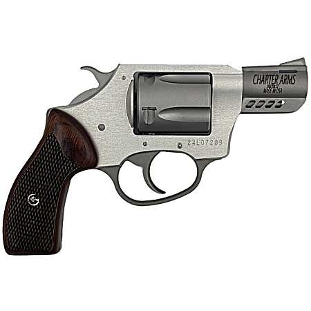 Charter Arms 53802 Coyote  Small 380 ACP 5 Shot 2 Ported Stainless Steel Barrel, Stainless Steel Cylinder, Anodized Aluminum Frame, Rosewood Checkered Grip, Exposed Hammer