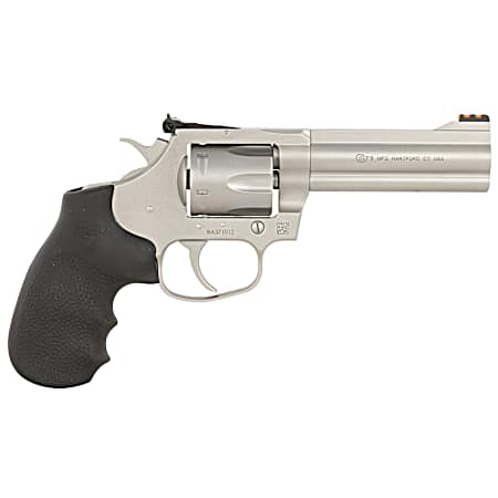 Colt Mfg KCOBRASM4RTS King Cobra Target 357 Mag 6 Shot 4.25 Matte Stainless Steel Barrel, Cylinder & Frame, Black Hogue Overmolded Grips, Exposed Hammer