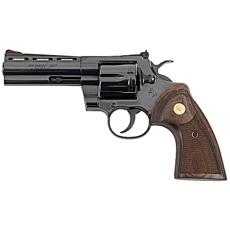 Colt Mfg PYTHONBP4WTS Python Target 357 Mag/38 Special 6 Shot 4.25 Matte Black Carbon Steel Recessed Target Vent Rib Barrel, Cylinder & Frame, Walnut w/Medallion Grip, Exposed Hammer