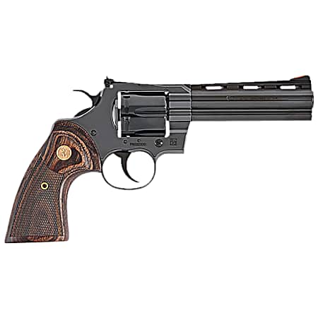Colt Mfg PYTHONBP5WTS Python  357 Mag 6 Shot 5 Blued Carbon Steel Vent Rib Barrel, Cylinder & Frame, Wood Grip, Exposed Hammer
